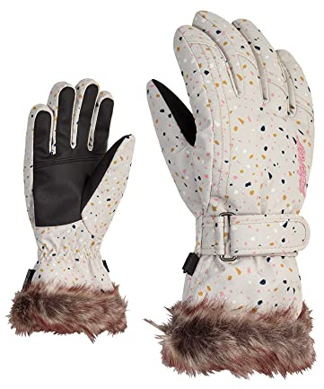 Ziener Mädchen LIM Ski-Handschuhe/Wintersport | warm, atmungsaktiv, terazzo Print, 3,5