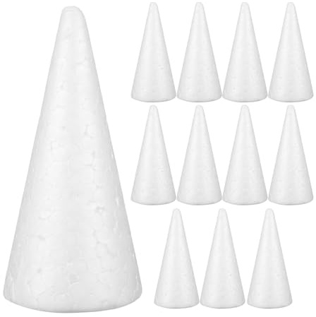 Veemoon 12 Stücke 10cm Weihnachten Styropor Kegel DIY Polystyrol Schaumkegel Rohling Ornament Für Weihnachten Schule Bastelprojekt Cones Partyzubehör