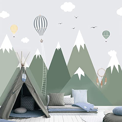 TANYANG Nordische Geometrische Berg Heißluftballon Customized 3D Wandbild Kinder Tapete Wohnzimmer Schlafzimmer Wohnkultur 350Cm(W)×245Cm(H)