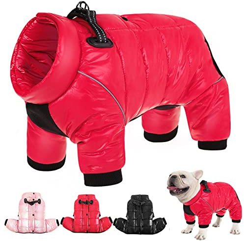 AOFITEE wasserdichte Hundemantel, Winter Warme Hundejacke für Kleine Mittel Hunde, Winddichte Hunde Wintermantel mit Reflektierender Streifen und Reißverschluss, Hund Schneeanzug mit Fleece