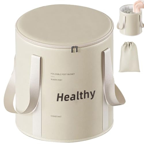 Spa pour les pieds, bain de pieds pliable avec couvercle à fermeture éclair, seau de trempage portable pour les pieds, rétention de la chaleur, baignoire de pieds antidérapante pour la maison et