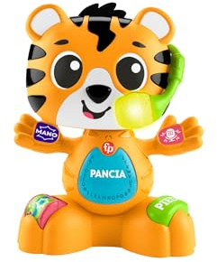 Fisher-Price Lernspielzeug für Babys und Kleinkinder, Beat Bande Lern & Tanz Tiger Justin mit Geräuschen und Lichtern für Kinder ab 9 Monaten, italienische Version, HYL04