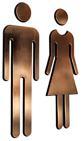 predolo 2er Packung Haftende WC-Schilder in antikem Design; Türschild für Männer und Frauen; WC Aufkleber, Toilettentür Aufkleber, Bronze