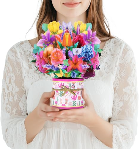 Magic Ants Blumen-Popup-Karten - Muttertag, Geburtstag, Dankeskarte für Mama - 3D-Popup-Blumenstrauß-Design - Enthält Umschlag