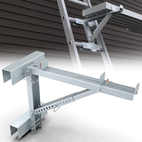 2025 Upgraded Adjustable Ladder Jacks 2 Pack for Scaffolding Platform, Two-Rung Short Body Extension Jack Scaffold Bracket, Silver Platform Accessories for Working Stage