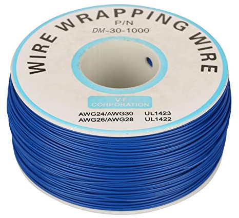 TICFOX 1 Rollo De Envoltura De Alambre De Cobre De Un Solo Hilo 30AWG Cable De 0,25mm De Diámetro De Núcleo(azul)
