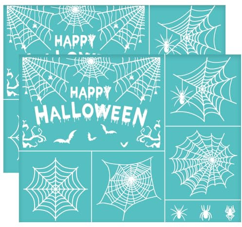 OLYCRAFT 2Pcs 28x22cm Spinne Selbst Adhesive Silk Screen Printing Stencil Mesh Stencils Halloween Thema Wiederverwendbare Mesh Schablonenübertragung Zum Selbermalen von T Shirt Stoffen