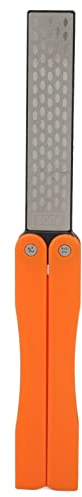 NDNCZDHC Affilacoltelli a Doppia Faccia per Cote, Affilacoltelli Pieghevole per Attrezzi da Giardino, Affilacoltelli Tascabile Portatile per Coltelli Forbici Attrezzi da (Orange)