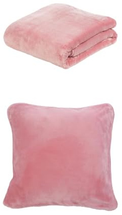 Gözze Premium Cashmere-Feeling Decke und 2er Set Cashmere-Feeling Kissen, 130x170 cm + 50x50 cm, Farbe: Altrosa