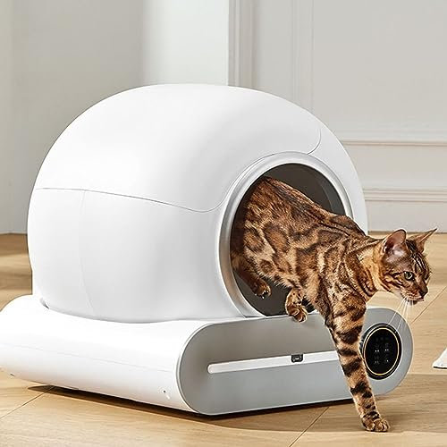 Self Cleaning Cat Litter Box with Odor Eliminator APP Control & Health Monitor 65L Capacity - Extra Large Box Includes Mat & Garbage Bags