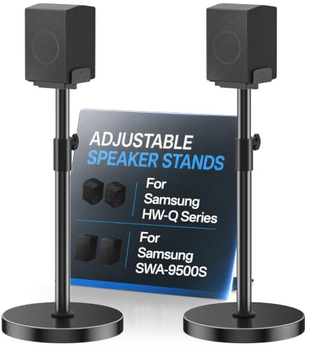 notiela Heavy-Duty Floor Speaker Stands Pair - Height Adjustable for Samsung HW-Q Series Speakers with Cable Management