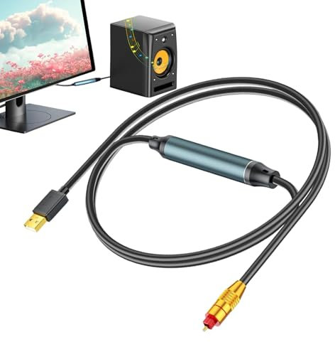 Holdes Câble USB Optique, convertisseur Audio USB Optique,Adaptateur Audio Optique USB Polyvalent - Câble USB Optique Noir, convertisseur Audio USB Portable Optique pour Les Voyages