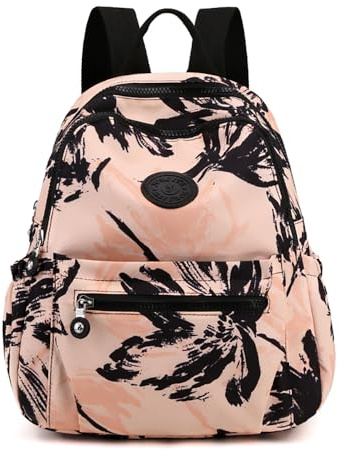 YUESITE Damen Rucksack Klein Leicht Cityrucksack Schulrucksack Blätter | Wasserdicht Nylon, Elegant, Casual Daypack, Tagesrucksack, zum Alltag Reise Schule Freizeit