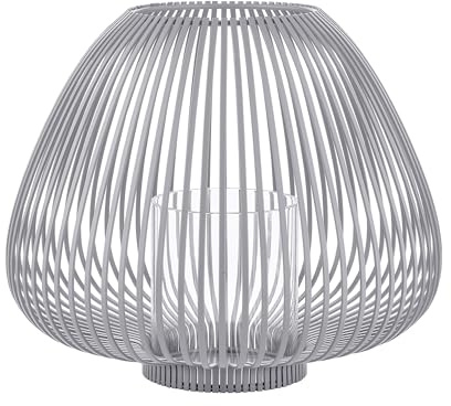 blomus Laterne -LYVA- | Farbe Steel Gray | Größe M | Aus pulverbeschichtetem Stahl und klarem Glas; Für stimmungsvolles Kerzenlicht; Ø 31 x H 26,5 cm