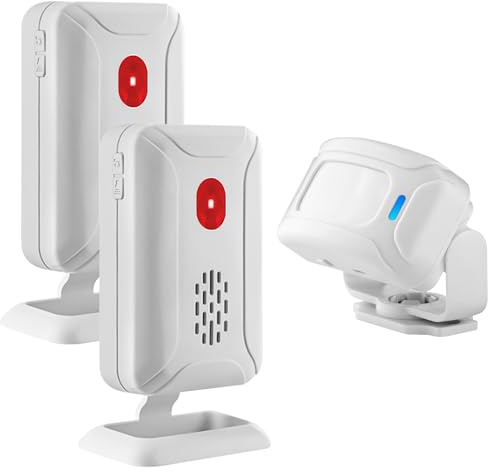 Cruxer Motion Sensor Detector Indoor Wireless PIR Security Alarm | Caregiver Reminder for Elderly, Shop Door Chime, Mailbox Alert, Home Dooebell, Pets Passing Bell, 2 Receiver & 1 Sensor