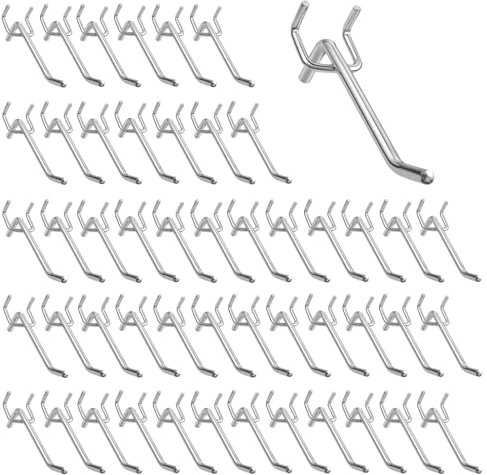 LEKEFETO 50 ganci da parete forati da parete forata per attrezzi, lunghezza 10 cm, accessorio per parete forata con 3,2 cm, distanza centrale da parete, garage, officina