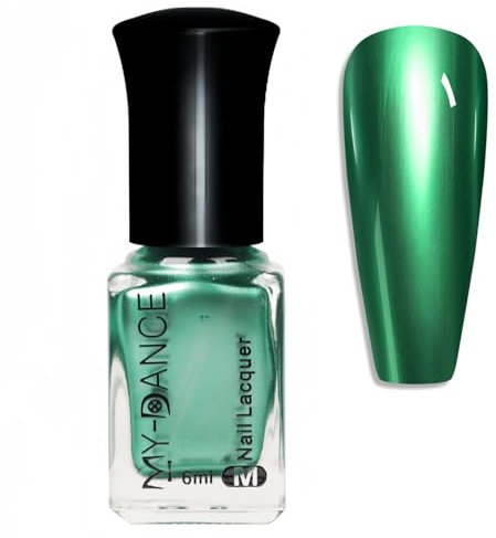 Metallic Nail Polish,Green Nail Polish,6ML Quick Drying Chrome Metal Effect Nail Art Polish,Green Plating Nail Varnish No UV Needed,Super Shine Mirror Effect Art Home Manicure