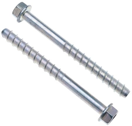 M10 Perno de anclaje para hormigón, tornillo autorroscante rosca gruesa, cabeza hexagonal, acero galvanizado (12.5 mm x 100 mm) Fijación metálica para ladrillo, piedra y hormigón (10 uds.)