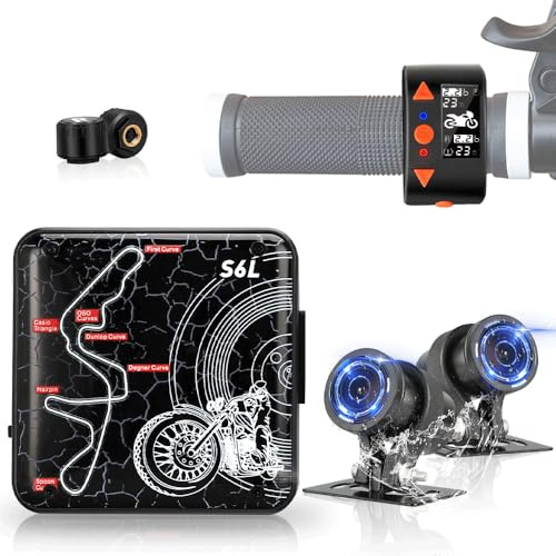 VSYSTO WiFi Motorrad Dashcam OLED Display Wired Controller Reifendrucksensoren Wasserdicht 1080P 150° Weitwinkel Sternenlicht Nachtsicht Front- und Rückkamera G-Sensor Fehlererinnerung (S6T)