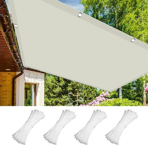 Tenda a Vela Impermeabile Rettangolare 1.2 x 1.4 m Pes Poliestere Impermeabile Telone Occhiellato Ombreggiante Antivento con Fune e Occhiellato per Patio Balcone Prato, bianco