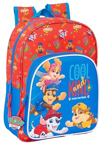 PAW PATROL COOL – Zaino scuola per bambini, zaino per bambini, adattabile al carrello, ideale per bambini in età scolastica, comodo e versatile, qualità e resistenza, 26 x 11 x 34 cm, Rosso/blu, M