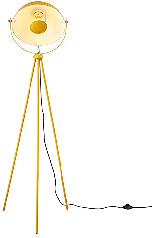 DUIRHNFV Lampadaire de studio jaune, lampadaires industriels trépied avec abat-jour en métal E27 140cm Rétro lampadaire pour éclairage intérieur de chambre à coucher de salon, Max.40W