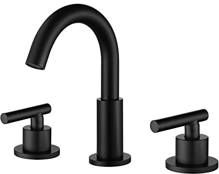 Rubinetto, rubinetto per bagno nero, rubinetto girevole in ottone per lavabo, miscelatore per lavabo a risparmio idrico, doppia maniglia, tre fori, rubinetto per lavabo da appoggio, rubinetto per lav