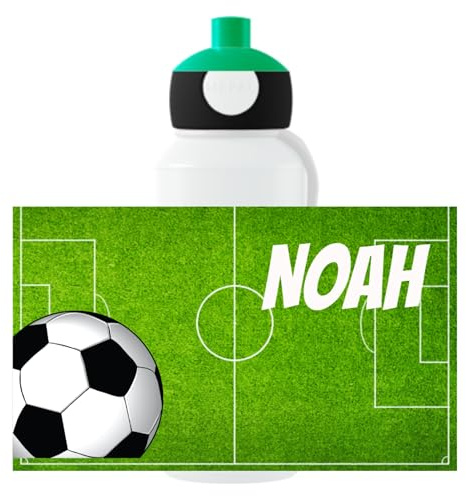 Mepal Personalisierte Trinkflasche mit Namen - Wasserflasche für Kinder Pop-up Campus - Fußball - Auslaufsichere Flasche für Schule - BPA-frei & Spülmaschinenfest - 400 ml - Fußballplatz