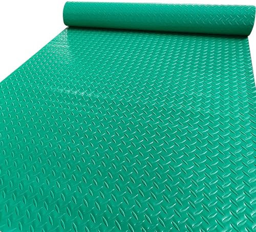 Gummi-Fußmatten für die Garage, rutschfeste Gummimatte mit Diamantplatte, 1,5 mm dick, Gummimattenrolle für gewerbliche Böden, für Fitnessstudio, Garage, Lager,Grün,1.5x1m