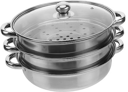 UKCOCO Olla De Vaporera De Acero Inoxidable Triple Capa Multifunción Ahorrar Combustible Regalos De Cocina