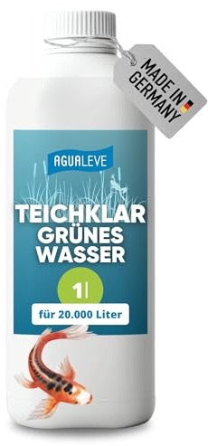 AGUALEVE® Teichklar – Grünes Wasser (GW) 1l | NUR gegen grünes Wasser | Nicht gegen braunes Wasser | für Fisch-, Garten- & Schwimmteiche | Made in Germany | 20.000l Teichwasser