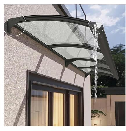 Grande tendone moderno in policarbonato per porte e finestre, riparo antipioggia in alluminio per terrazze esterne, protezione UV e neve, 140 x 330 cm, baldacchino resistente alle intemperie