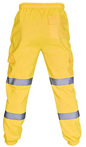 Tuta da lavoro da uomo ad alta visibilità, con coulisse, pantaloni di sicurezza riflettenti con tasche, in cotone, per professionisti all'aperto (taglie S-3XL)