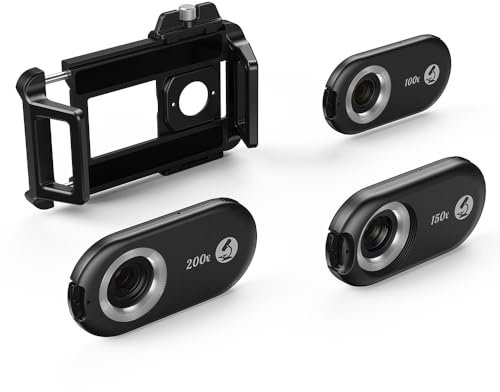 Telescopio móvil 3IN1 microscopio 100X/150X/200X con LED y UV incorporada - Filtro CPL antirreflejos, fácil Enfoque, Compatible con iPhone 15/14/13/12 y Android