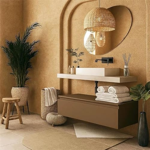 exagonshop Mobile Bagno Grigio Creta Opaco 120x50 Oasy Un cassetto con Top e lavabo Rettangolare da appoggio