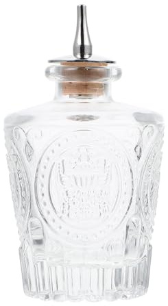 DOITOOL Botella de Vidrio Bitters Grabada Retro 100 Ml Cristal Sellada para Cócteles Bar y Decoración Vintage