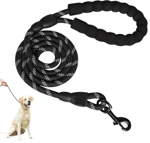 Hundeleine aus Seil mit weich gepolstertem Griff, robuste Hundeleine für Training und Spaziergänge, geeignet für kleine, mittelgroße und große Hunde (2m)