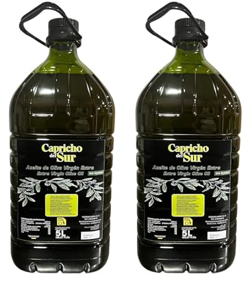 Capricho del Sur Aceite de Oliva Virgen Extra Sin Filtrar – AOVE Premium Extracción en Frío, Sabor Intenso y Natural, Rico en Antioxidantes, Ideal para Tostadas y Ensaladas (5 Litros, Pack 2)