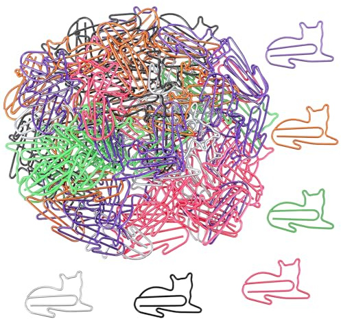 100 Stück Katzen Büroklammern Motiv Katze Lustige Büroklammern Bunt Tier-Lesezeichen-Clips für Frauen Männer Büro Schule Zuhause Kreative Praktische Katzenliebhaber