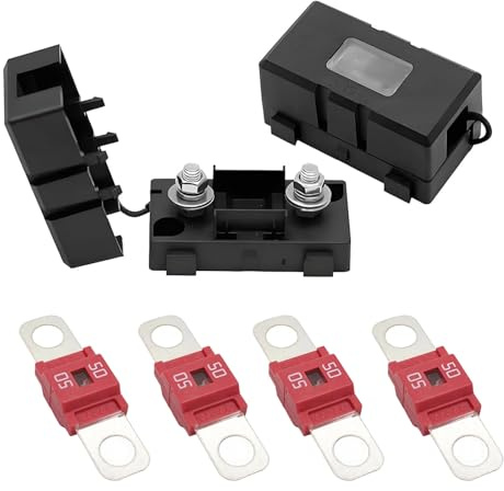 SUCANY 2 Stück ANS Auto-Sicherungshalter und 4 Stück 50A Midi Hochstromsicherung Bolt-on Sicherung,für PKW, LKW, Baufahrzeuge, Busse, Wohnwagen