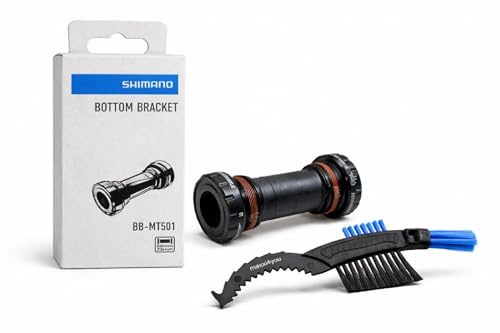 maxxi4you Shimano BB-MT501 Innenlager BSA 68/73 mm für HOLLOWTECH II inkl Fahrrad Kettenbürste