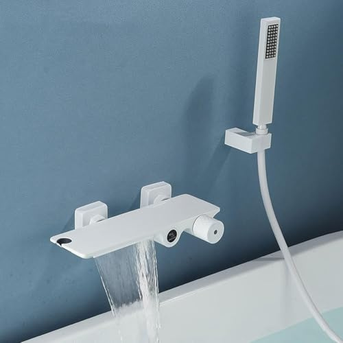 Miscelatori per Vasca da Bagno con Doccia A Parete, Grigio Canna di Fucile, Miscelatore per Vasca da Bagno con Cascata, Miscelatore Monocomando per Doccia, Acqua Calda E Fredda., White