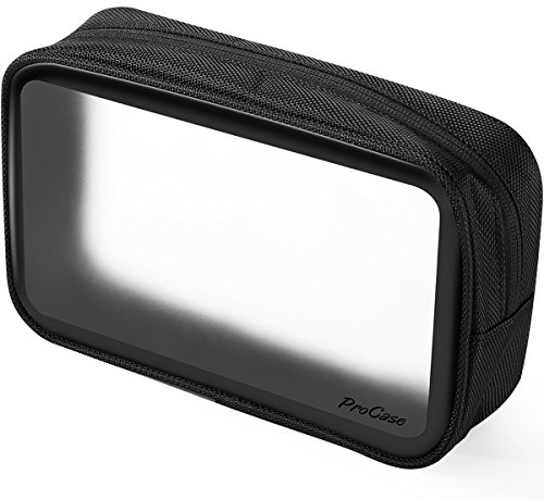ProCase Toalettväska, flygväska, toalettväska, transparent för handbagage på flygplanet, sminkväska, resväska för vätskor i resväska, förvaringsväska för kosmetika, Svart, 1 item