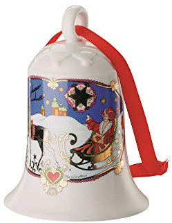 Hutschenreuther Porzellanglocke Motiv 1978 - Lappland 12 cm, Glocke, Weiß, Porzellan, Hängend, Geburtstag