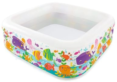 Intex Sea Aquarium Pool 159×159×50 cm | aufblasbarer Kinderpool für Garten & Terrasse | buntes Planschbecken mit Meeresmotiv | Stabiler 2-Ring-Aufbau | ideal für Sommer & Outdoor
