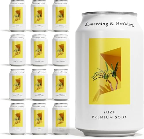Something & Nothing Yuzu Flavoured Sparkling Water | 12 x 330ml Cans, Lightly Carbonated Fizzy Soda Waters with Added Grape & Lemon Juice, Vegan & Low Calorie Healthy Soft Drinks