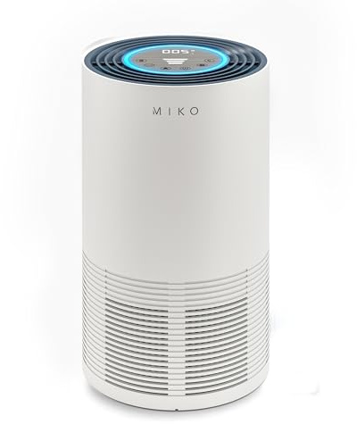 Miko Luftreiniger für Zuhause deckt 135 m2 ab, H13 True HEPA mit PM2.5 Sensor, Automatikfunktion. 4 Lüfterstufen - Entfernt bis zu 99,97% der Partikel, Haustiere, Allergene, Rauch, Staub, Pollen