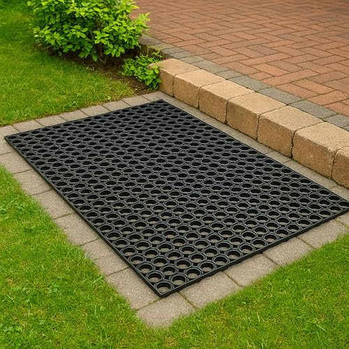 Carpido Paillasson Noir Tapis Caoutchouc - Paillasson antidérapant 80x120 cm - Tapis extérieur Caoutchouc résistant Anti-salissures