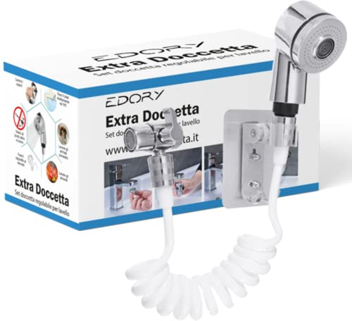 EDORY Basin Handheld Shower Kit | ABS Faucet Shower Head with External Hose Sprayer Rinse Kit Best for Bathroom, Washbasin, Sink | Perfect For Cleaning & Washing Hair, Hands, Face, Pets Metal