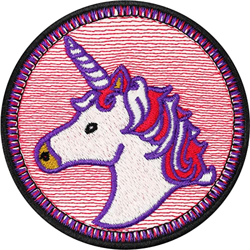 Einhorn Aufnäher rosa Einhorn Flicken für alle Stoffe | girly Unicorn Patch Emblem Bpgelbild zum annähen/aufbügeln | Geschenk Mädchen Aufbügelflicken | 70x70mm